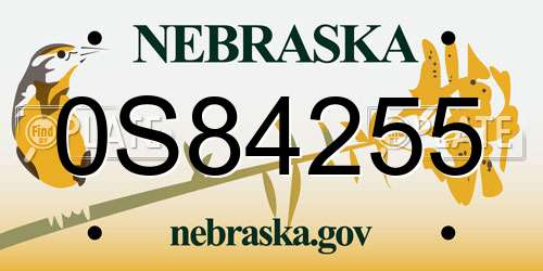 0S84255 Nebraska License Plate