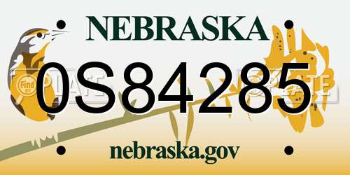 0S84285 Nebraska License Plate