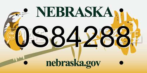 0S84288 Nebraska License Plate