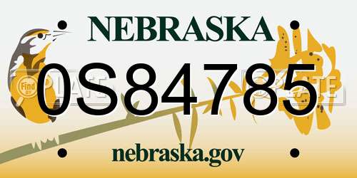0S84785 Nebraska License Plate