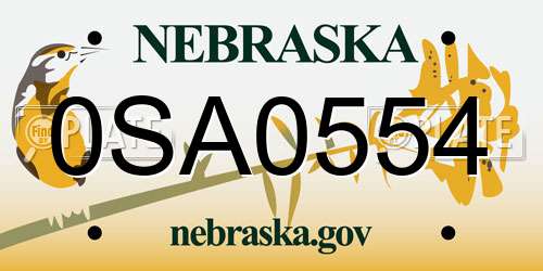0SA0554 Nebraska License Plate