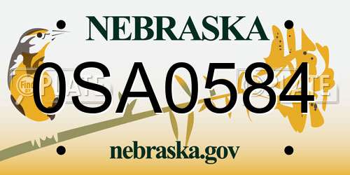 0SA0584 Nebraska License Plate