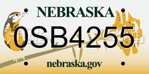 0SB4255 Nebraska License Plate