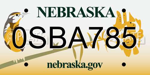 0SBA785 Nebraska License Plate