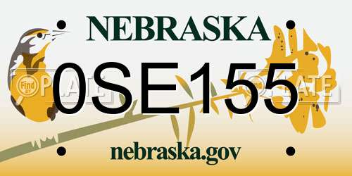 0SE155 Nebraska License Plate