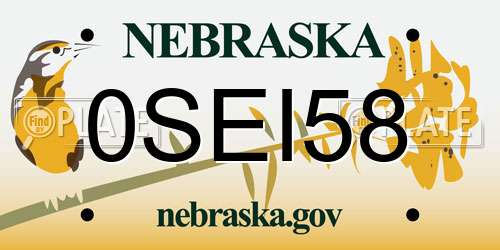 0SEI58 Nebraska License Plate