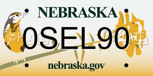 0SEL90 Nebraska License Plate