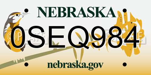 0SEQ984 Nebraska License Plate