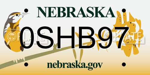0SHB97 Nebraska License Plate
