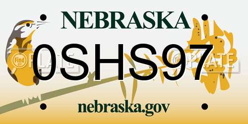0SHS97 Nebraska License Plate