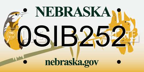0SIB252 Nebraska License Plate