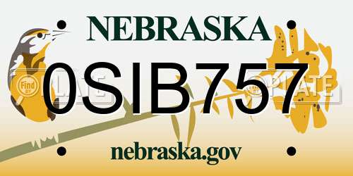 0SIB757 Nebraska License Plate