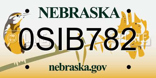 0SIB782 Nebraska License Plate