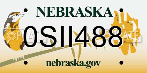 0SII488 Nebraska License Plate