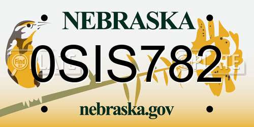 0SIS782 Nebraska License Plate