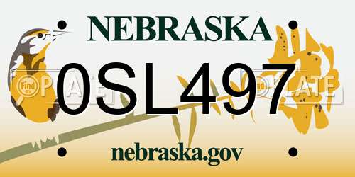0SL497 Nebraska License Plate