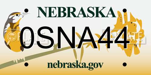 0SNA44 Nebraska License Plate