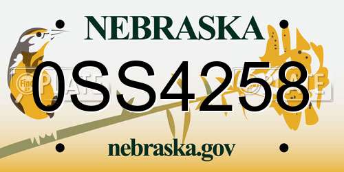 0SS4258 Nebraska License Plate