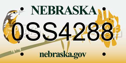 0SS4288 Nebraska License Plate