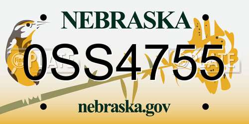 0SS4755 Nebraska License Plate