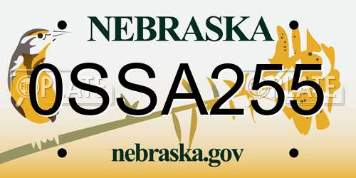 0SSA255 Nebraska License Plate