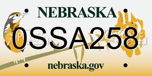 0SSA258 Nebraska License Plate