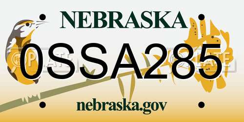 0SSA285 Nebraska License Plate