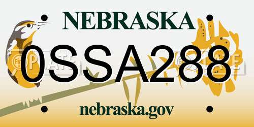0SSA288 Nebraska License Plate