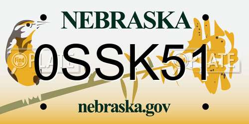 0SSK51 Nebraska License Plate