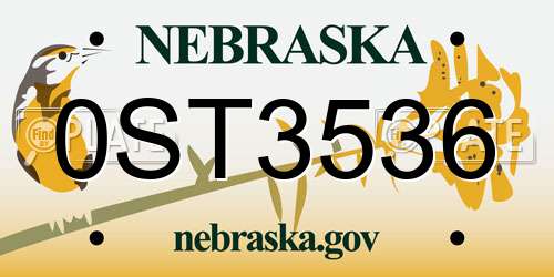 0ST3536 Nebraska License Plate