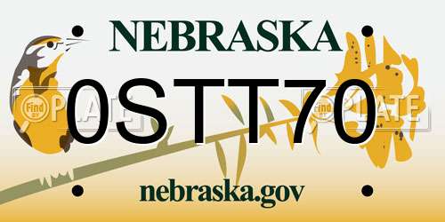 0STT70 Nebraska License Plate