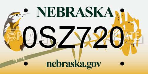 0SZ720 Nebraska License Plate