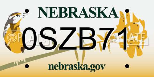 0SZB71 Nebraska License Plate