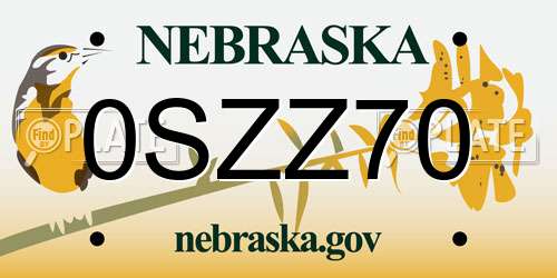 0SZZ70 Nebraska License Plate