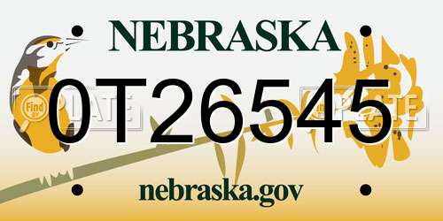 0T26545 Nebraska License Plate