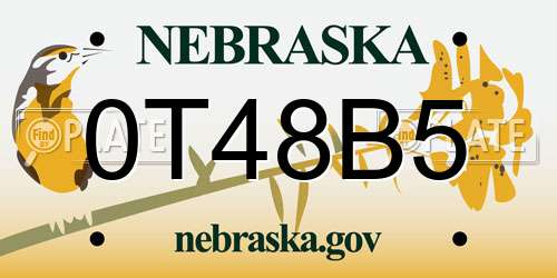 0T48B5 Nebraska License Plate
