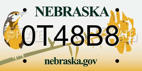0T48B8 Nebraska License Plate