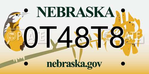0T48T8 Nebraska License Plate