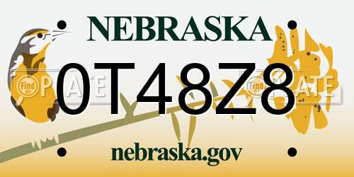 0T48Z8 Nebraska License Plate