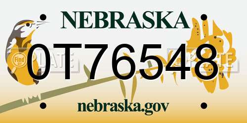 0T76548 Nebraska License Plate