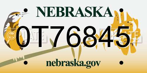 0T76845 Nebraska License Plate