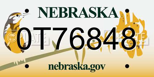 0T76848 Nebraska License Plate