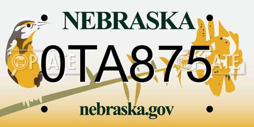 0TA875 Nebraska License Plate