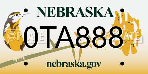 0TA888 Nebraska License Plate