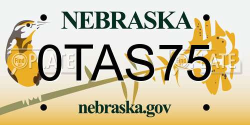 0TAS75 Nebraska License Plate