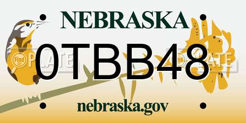 0TBB48 Nebraska License Plate