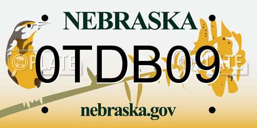 0TDB09 Nebraska License Plate