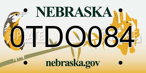 0TDO084 Nebraska License Plate