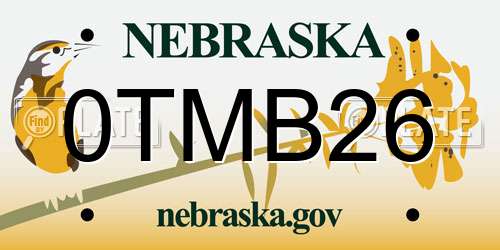 0TMB26 Nebraska License Plate