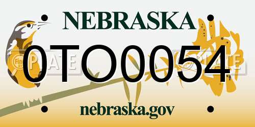 0TO0054 Nebraska License Plate
